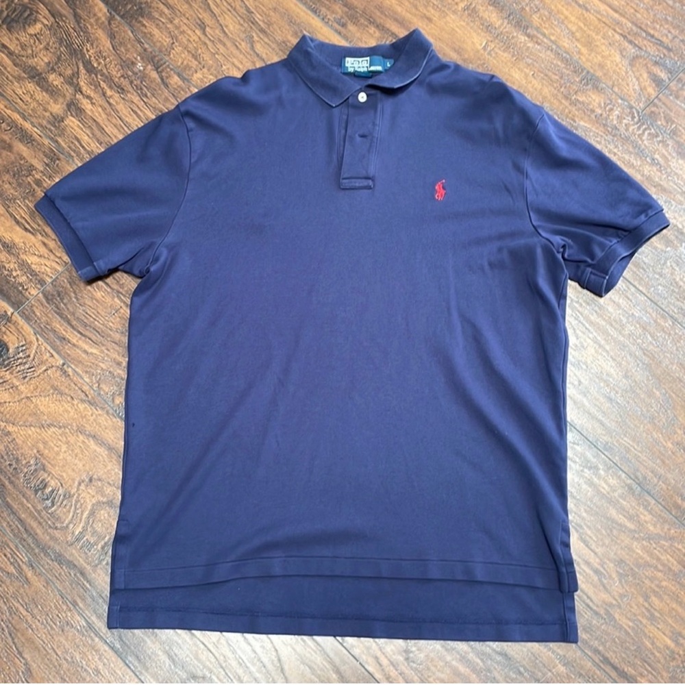 Polo by Ralph Lauren Men's Navy Pima Cotton Polo with Red Pony large